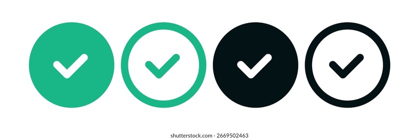 Check Mark Circles And Sticker Shape Set