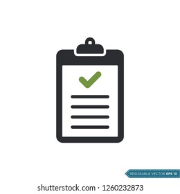 Check Mark Clipboard Icon Vector Template