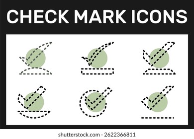 check mark color shape line dotted icons set, line icon with pop of color, icon sheet, icon set, eco friendly, natural, pure sign .
