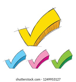 check mark colored hand drawn vector
