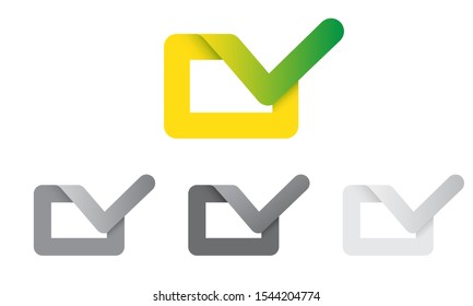 Check mark colorful 3d icon. Accepted or approve logo sign in black and white color. Tick symbol. 