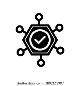 check mark community symbol, flat black line icon, Vector Illustration