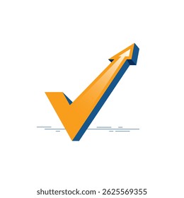 check mark concept with arrow. check symbol and arrow sign