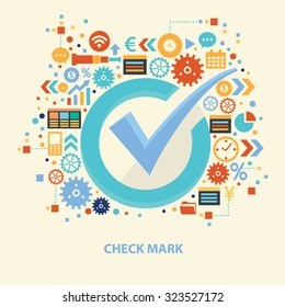 Check mark concept design on old background,clean vector