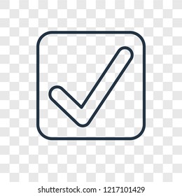 Check mark concept vector linear icon isolated on transparent background, Check mark concept transparency concept in outline style