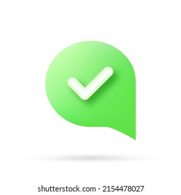 Check mark confirmation and approval icon. Vector 3d illustration.