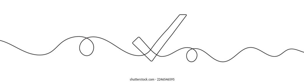 Markieren Sie im Strangreihenziehstil. Strichlinie des genehmigten Symbols. Vektorgrafik. Abstrakter Hintergrund