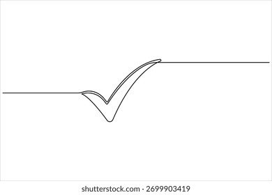 Check mark continuous one line drawing minimal design illustration