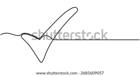 Check mark continuous one line drawing and minimalist style isolate outline vector.
