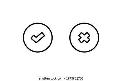 Check mark correct and wrong icon. Vector illustration.