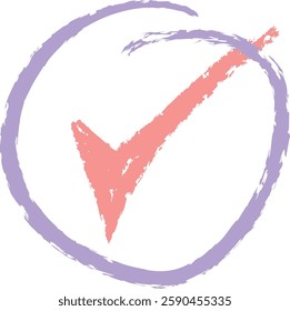 Check Mark Crayon Hand Drawn Vector Illustration