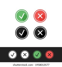 Check mark and cross badge set