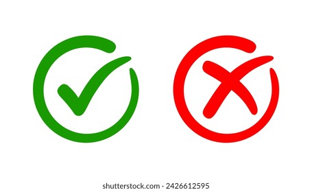 Check mark and cross button vector