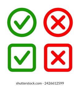 Check mark and cross button vector