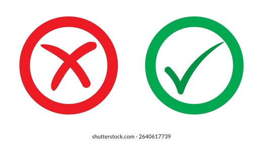 Check mark and cross button vector,eps10