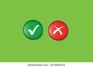 Check mark and cross buttons style symbols design
