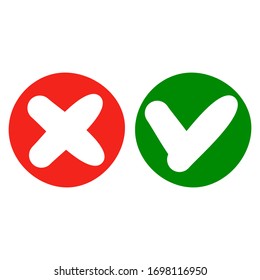 check mark and cross mark. checkmark icon and cross icon. flat icon design.