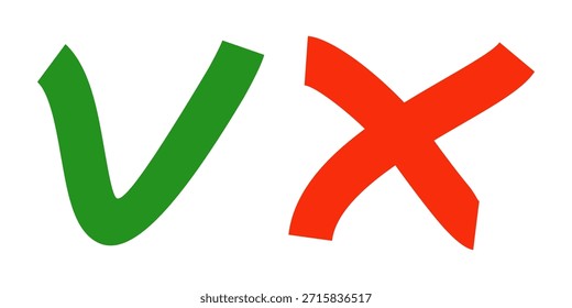 check mark and cross mark. checkmark icon and cross icon. flat icon design.  Vector illustration