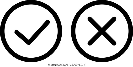 check mark and cross mark with circle