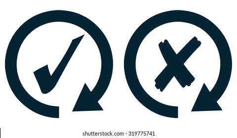 Check mark and Cross in a Circle Cross Icon, Vector Illustration.