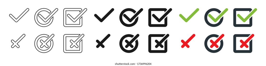 Marque la marca con la colección cruzada, aislada. Marcar con iconos de vector cruzado en un diseño diferente. Marcas con cruces en círculo y cuadrado. Ilustración del vector
