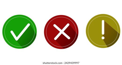 marca de verificación, 
cruz, iconos de signo de exclamación.
Iconos vectoriales para sitios web