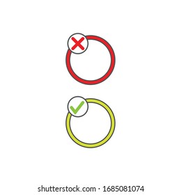 Check mark and cross mark flat icon