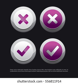 Check Mark and Cross Glossy Icon Set