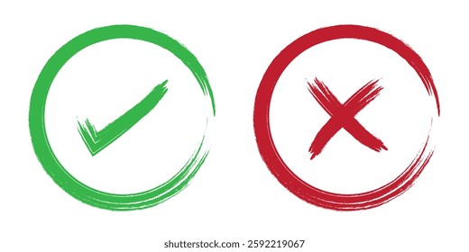 Check mark and Cross mark icon. Check box icon with right and wrong buttons and yes or no checkmark icons. Variety Colorful Design icon. Vector illustration. 