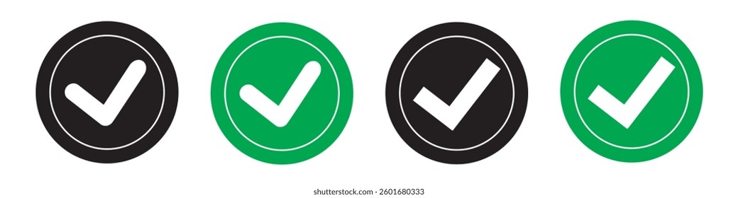 Check mark and cross mark icon button set. eps 10