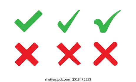 Marca de verificación y símbolos cruzados