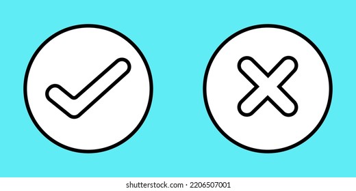 Check mark and cross icon design. Vector illustration - Simple set of choice icons. Yes or No, Right or Wrong, Correct or False, Ok or Not, Good or Bad, Approved or Disapproved, and others. 