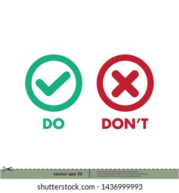 Check Mark And Cross Icon Do And Don't Symbol Design Element