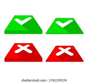 Check Mark and Cross Icon isolated on white background. Green and Red symbol for your web site design and logo, app, UI. Vector illustration