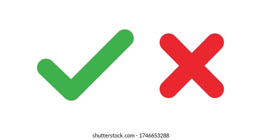 Check mark and cross icon isolated on white background. Tick sign symbol. Check Mark icon set. Check Mark right symbol,Test question. vector illustration
