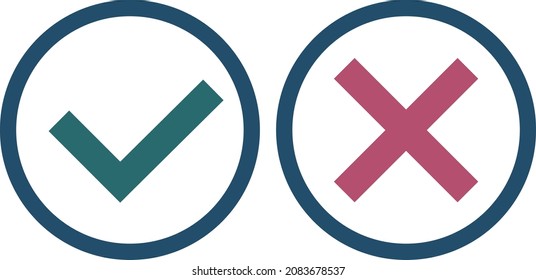 Check mark and cross mark icon set. Vectors that mean success and failure.