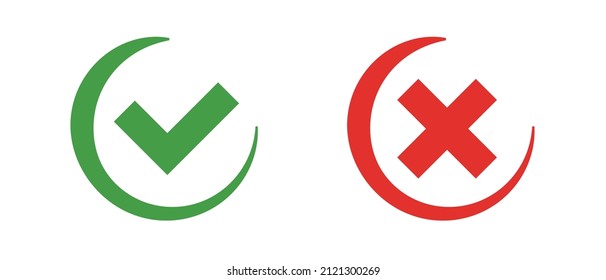 Marcar y marcar el conjunto de iconos. Autenticación y denegación. Vectores.