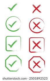 Check mark and cross mark icon sing vector