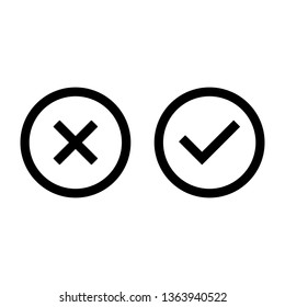 Check mark and Cross icon, symbol and vector,Can be used for web, print and mobile