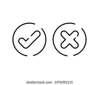 Check mark and Cross icon, symbol and vector,Can be used for web, print and mobile.
