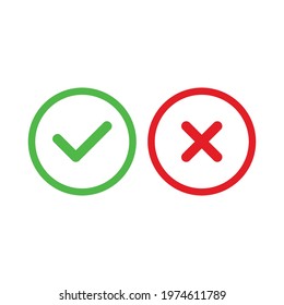 check mark and cross mark icon vector sign symbol