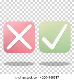 check mark and cross icon. vector illustration