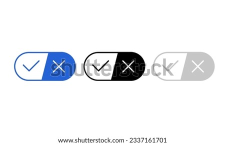 Check mark and cross icon vector illustration. Approve and reject signs. Your privacy choices symbol. Decline or agree. Flat isolated pictogram for app, interface, web, dev, ui, ux. Vector EPS 10.