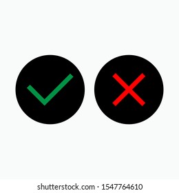 Check Mark and Cross Icon. Yes or No  Illustration As A Simple Vector Sign & Trendy Symbol for Design, Websites, Presentation or Application.