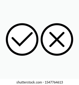 Check Mark and Cross Icon. Yes or No  Illustration As A Simple Vector Sign & Trendy Symbol for Design, Websites, Presentation or Application.