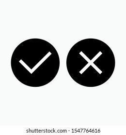 Check Mark and Cross Icon. Yes or No  Illustration As A Simple Vector Sign & Trendy Symbol for Design, Websites, Presentation or Application.