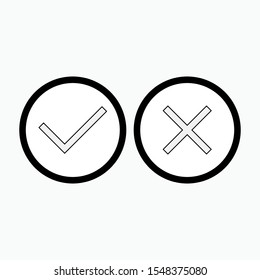 Check Mark and Cross Icon. Yes or No  Illustration As A Simple Vector Sign & Trendy Symbol for Design, Websites, Presentation or Application.