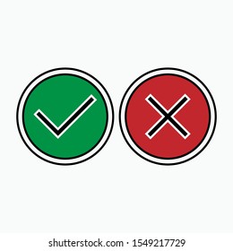 Check Mark and Cross Icon. Yes or No Illustration As A Simple Vector Sign & Trendy Symbol for Design, Websites, Presentation or Application. Check Mark and Cross Icon. Yes or No Illustration As A Simple Vector Sign & Trendy Symbol for Design, Websites, Presentation or Application.