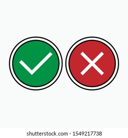 Check Mark and Cross Icon. Yes or No  Illustration As A Simple Vector Sign & Trendy Symbol for Design, Websites, Presentation or Application.