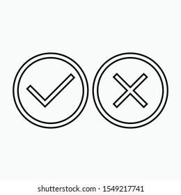Check Mark and Cross Icon. Yes or No  Illustration As A Simple Vector Sign & Trendy Symbol for Design, Websites, Presentation or Application.